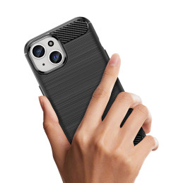Lankstus anglies dėklas su anglies raštu, skirtas iPhone 15 - juodas
