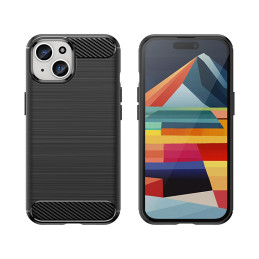 Lankstus anglies dėklas su anglies raštu, skirtas iPhone 15 - juodas