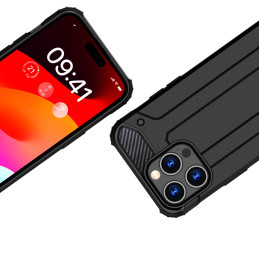 Šarvuotas dėklas iPhone 15 Pro Hybrid Armor - juodas