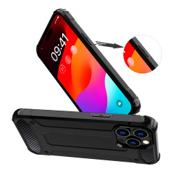 Šarvuotas dėklas iPhone 15 Pro Hybrid Armor - juodas