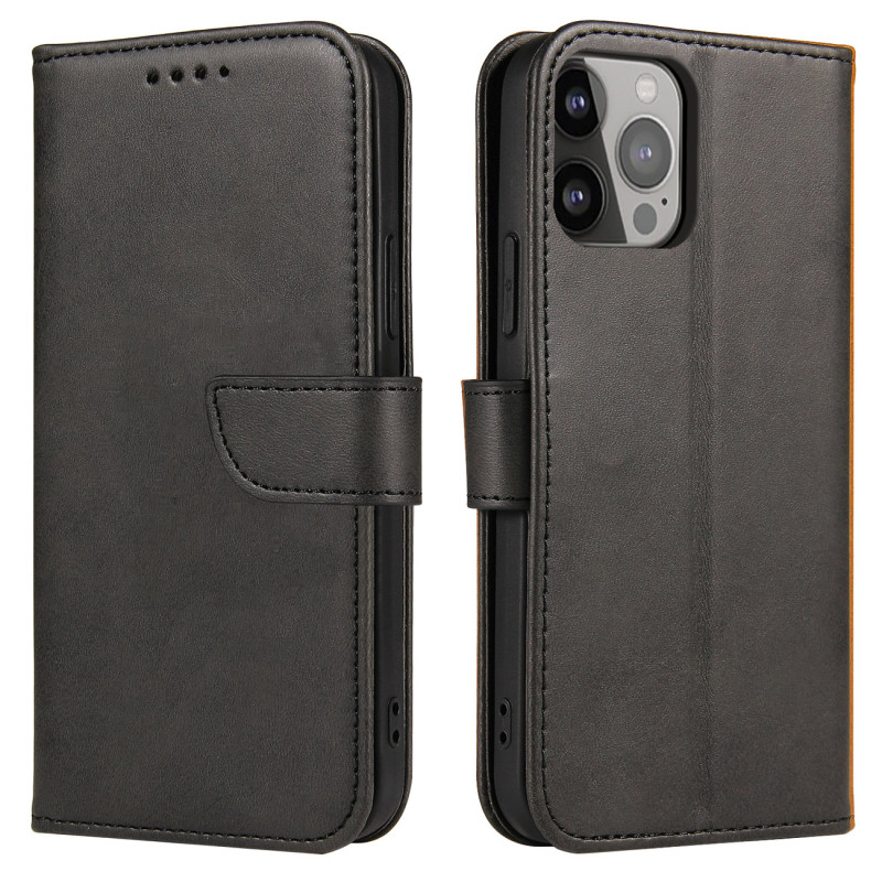 Piniginės dėklas su atvartu, skirtas iPhone 15 Pro Max Magnet Case - juodas