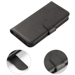 Piniginės dėklas su atvartu, skirtas iPhone 15 Pro Max Magnet Case - juodas