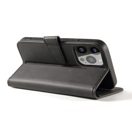 Piniginės dėklas su atvartu, skirtas iPhone 15 Pro Max Magnet Case - juodas