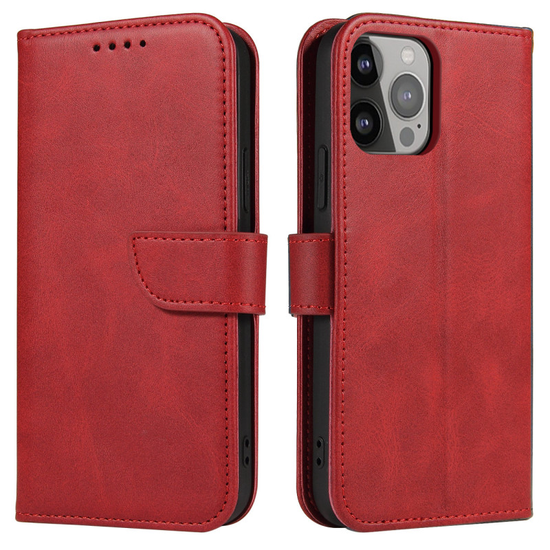 Piniginės dėklas su atvartu, skirtas iPhone 15 Pro Magnet Case - raudonas