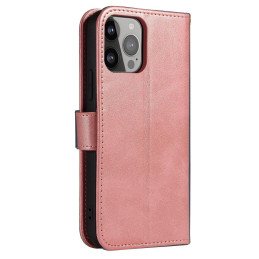 Piniginės dėklas su atvartu, skirtas iPhone 15 Plus Magnet Case - rožinis