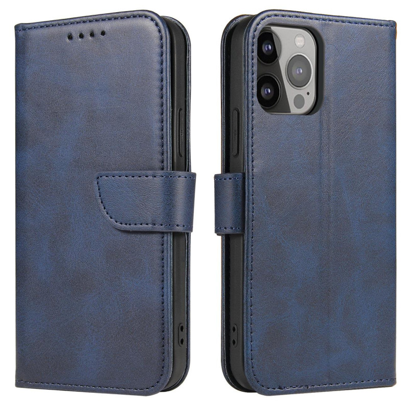 Magnetinis dėklas su atvartu ir pinigine iPhone 15 - mėlynas