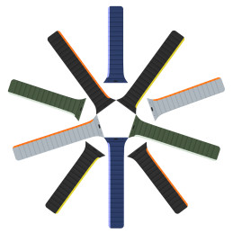 Magnetinis Apple Watch SE, 9, 8, 7, 6, 5, 4, 3, 2, 1 (41, 40, 38 mm) Dux Ducis dirželis (LD versija) – juoda ir oranžinė
