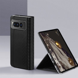 Dux Ducis Bril odinis dėklas su atvartu ir pinigine, skirtas Google Pixel Fold - juodas