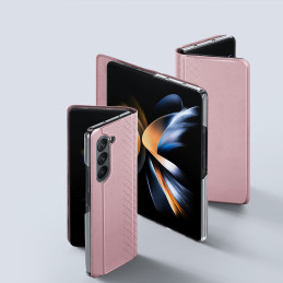 Odinis atverčiamas ir piniginės dėklas, skirtas Samsung Galaxy Z Fold5 5G Dux Ducis Bril – rožinis