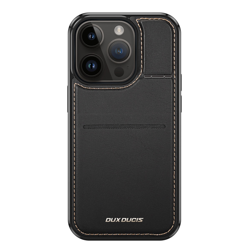 Dux Ducis Rafi Mag piniginės dėklas su 3 viename stovu iPhone 14 Pro su MagSafe ir RFID blokavimu – juodas
