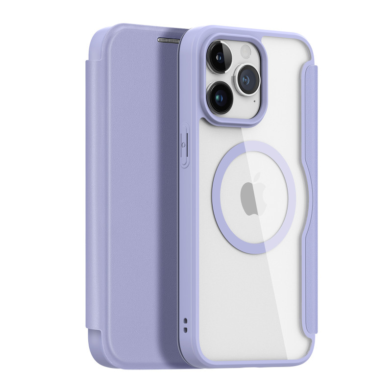 Dux Ducis Skin X Pro dėklas skirtas iPhone 15 Pro Max su MagSafe ir atvartu - violetinė