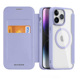 Dux Ducis Skin X Pro dėklas skirtas iPhone 15 Pro Max su MagSafe ir atvartu - violetinė