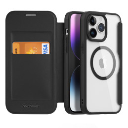 Dux Ducis Skin X Pro dėklas skirtas iPhone 15 Pro Max su MagSafe ir atvartu - juodas