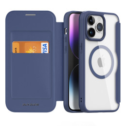 Dux Ducis Skin X Pro dėklas skirtas iPhone 15 Pro su MagSafe ir atvartu - mėlynas