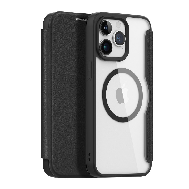 Dux Ducis Skin X Pro dėklas skirtas iPhone 15 Pro su MagSafe ir atvartu - juodas