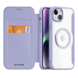 Dux Ducis Skin X Pro dėklas, skirtas iPhone 15 Plus su MagSafe ir atvartu - violetinė