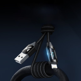 USB-A - Lightning Wozinsky WUALC1 laidas su LED ekranu 2,4A 1m - juodas