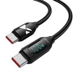 Wozinsky WUCCC1 USB-C – USB-C PD 100W 480Mb/ s laidas 1m su ekranu – juodas