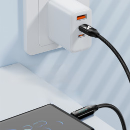 Wozinsky WUCCC1 USB-C – USB-C PD 100W 480Mb/ s laidas 1m su ekranu – juodas