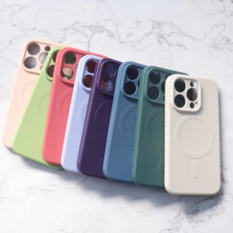Magnetinis iPhone 14 Plus silikoninis dėklas Magsafe - violetinė