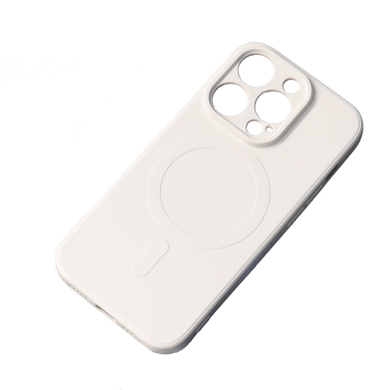 Magnetinis iPhone 14 Plus silikoninis dėklas Magsafe - smėlio spalvos