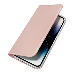 Dux Ducis Skin Pro iPhone 15 Pro Max dėklas su atverčiamu dangteliu ir pinigine – rožinė