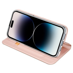Dux Ducis Skin Pro iPhone 15 Pro dėklas su atvartu ir pinigine - rožinė