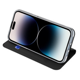 Dux Ducis Skin Pro dėklas iPhone 15 Pro su atvartu ir pinigine - juodas
