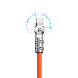 Dudao L24CL USB-C – žaibiškas kabelis su 180° pasukimu 30W 1m – oranžinis