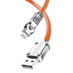 Dudao L24AL USB-A – žaibiškas kabelis su 180° pasukimu 30W 1m – oranžinis