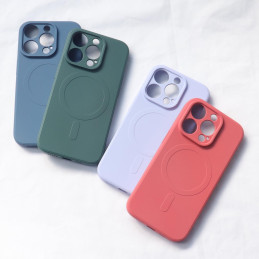 Su MagSafe suderinamas silikoninis dėklas iPhone 15 Pro Silicone Case - kreminis