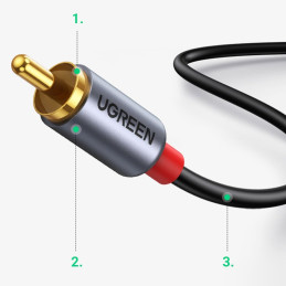 Ugreen kabelio garso garso kabelis C tipo USB (vyriškas) – 2RCA (vyriškas) 1,5 m pilkas (20193 CM451)