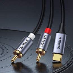 Ugreen kabelio garso garso kabelis C tipo USB (vyriškas) – 2RCA (vyriškas) 1,5 m pilkas (20193 CM451)