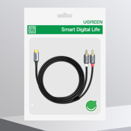 Ugreen kabelio garso garso kabelis C tipo USB (vyriškas) – 2RCA (vyriškas) 1,5 m pilkas (20193 CM451)