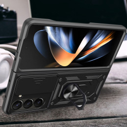 Hybrid Armor Camshield Dėklas, skirtas Z Fold 5 5G su fotoaparato apsauga – juodas