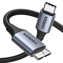 USB C / mikro USB-B 3.0 laidas Ugreen US565 5Gb/ s 3A 1m – pilkas