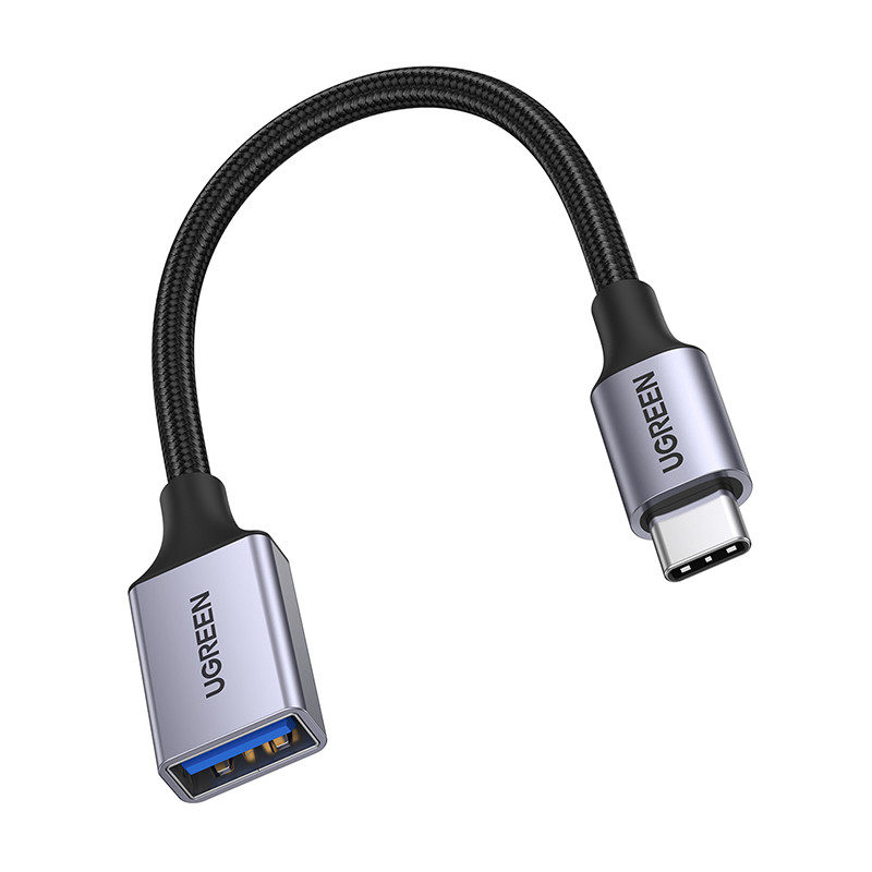 USB C (vyriškas) – USB (moteris) 3.0 OTG laidas 0.15m Ugreen US378 – juodas