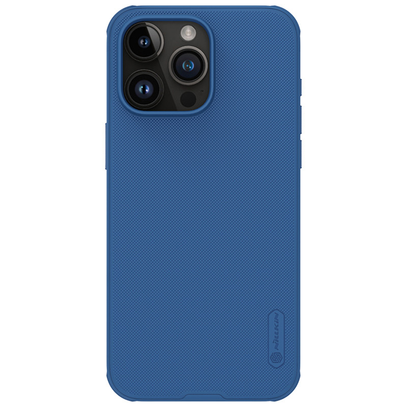 Nillkin Super Frosted Shield Pro sustiprintas dėklas skirtas iPhone 15 Pro Max – mėlynas