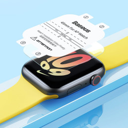 2x Baseus NanoCrystal apsauginės folijos rinkinys Apple Watch 4/ 5/ 6/ SE/ SE 2 44mm + montavimo rinkinys - skaidrus