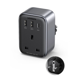 30 W maitinimo įkroviklis (2xUSB/ USB C/ AC) / adapteris JK - EU 13A Ugreen CD314 - juodas
