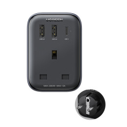 30 W maitinimo įkroviklis (2xUSB/ USB C/ AC) / adapteris JK - EU 13A Ugreen CD314 - juodas