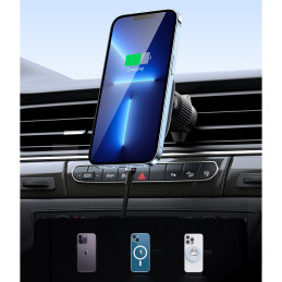 2in1 MagSafe Ugreen CD345 indukcinis įkroviklis automobiliui, skirtas kabinai/ langui/ vėdinimo angai - juodas