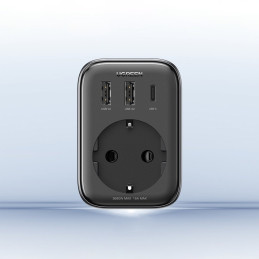 30W tinklo įkroviklis (2xUSB/ USB C/ AC) / EU adapteris - EU 13A Ugreen CD314 - juodas