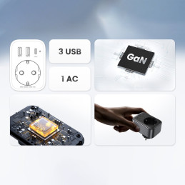 30W tinklo įkroviklis (2xUSB/ USB C/ AC) / EU adapteris - EU 13A Ugreen CD314 - juodas