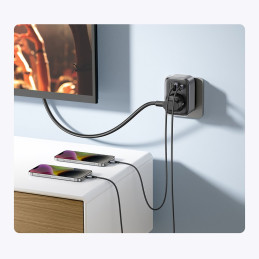 30W tinklo įkroviklis (2xUSB/ USB C/ AC) / EU adapteris - EU 13A Ugreen CD314 - juodas