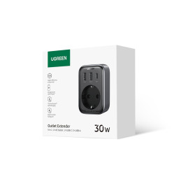 30W tinklo įkroviklis (2xUSB/ USB C/ AC) / EU adapteris - EU 13A Ugreen CD314 - juodas