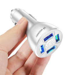 Wozinsky WCCAW 50W 4x USB-A QC automobilinis įkroviklis - baltas