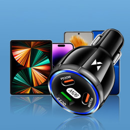 Wozinsky WCCCA automobilinis įkroviklis 2x USB-C 1x USB-A 90W PD QC - juodas