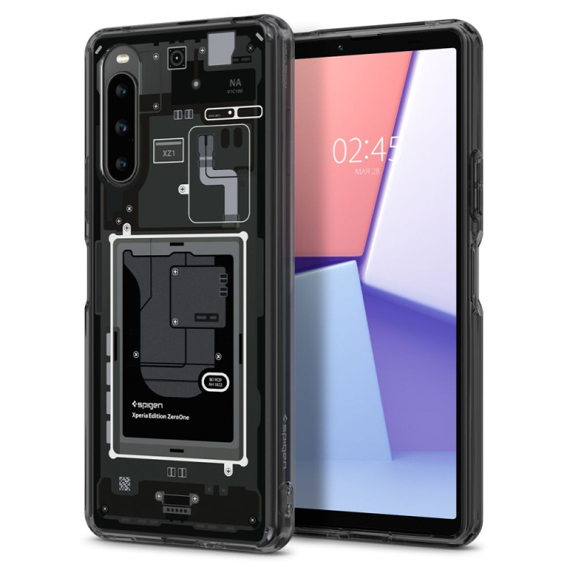 „Spigen Ultra Hybrid“ dėklas, skirtas „Sony Xperia 10 V“ - tamsiai pilkas („Zero One“ raštas)