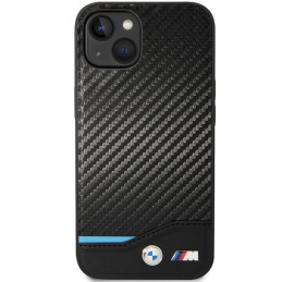 BMW Leather Carbon dėklas iPhone 13 - juodas